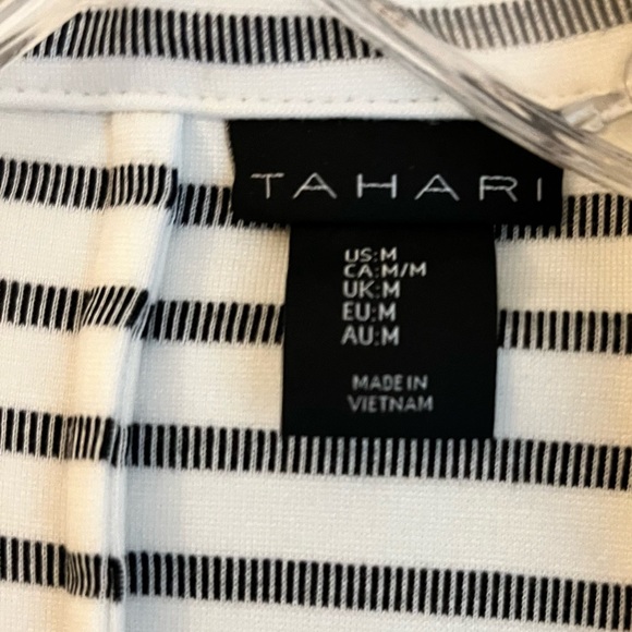Tahari Striped Blazer Jacket White Black Stretch Button Size M - Picture 11 of 14